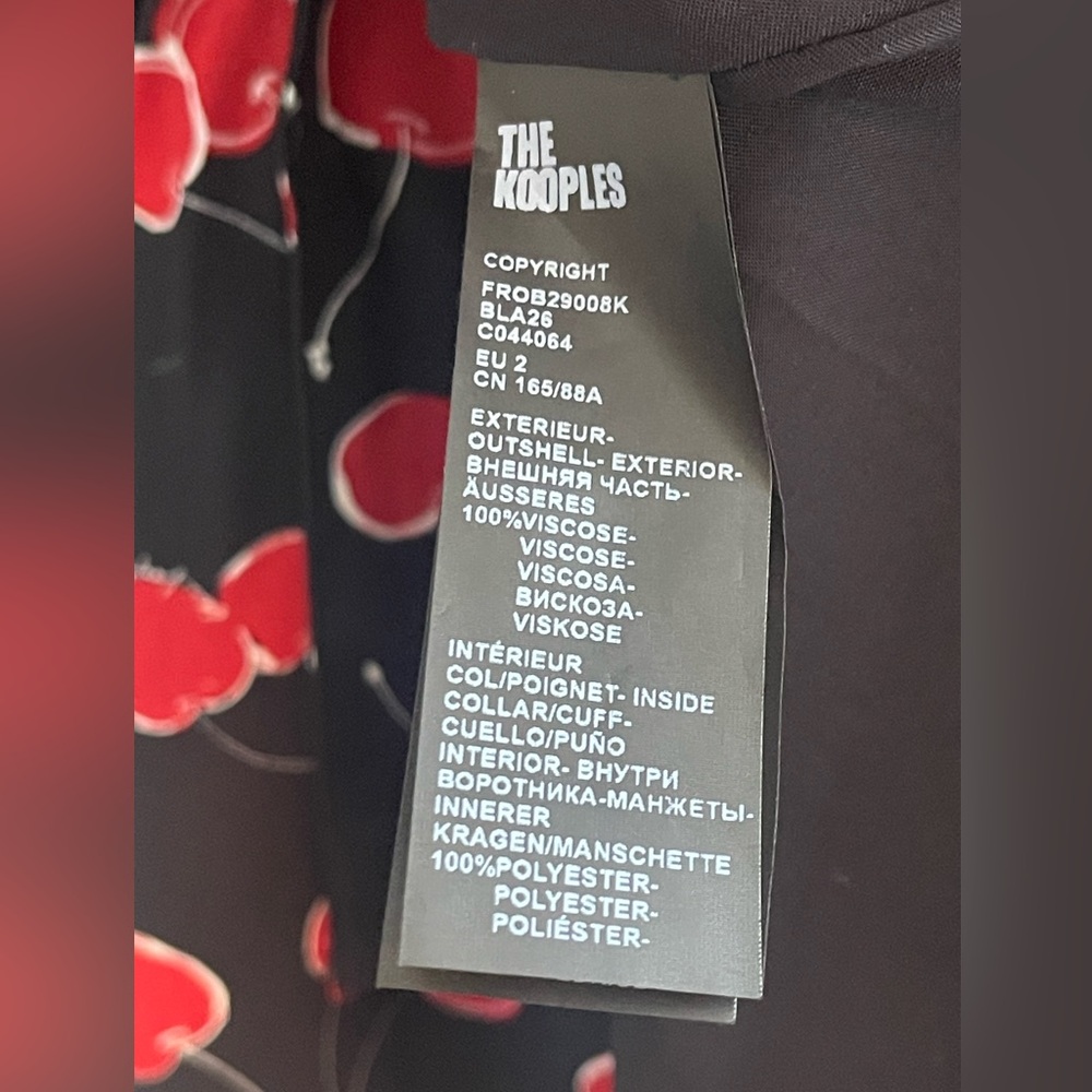 The Kooples Cherry Print Dress  Dark Romance NWT french sz 2= medium - Picture 10 of 13